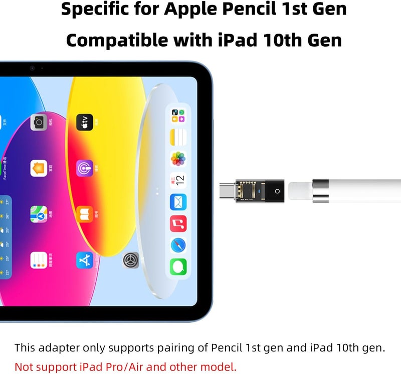 AreMe USB C to Pencil Adapter for Apple Pencil 1st Generation, USB-C Male to Pencil Charging Adapter for iPad 10th Gen, Type C iPencil Charger Connector Dongle Connector for iPad 10 (Transparent) - Image 2